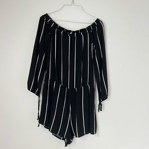 Black Striped Romper
